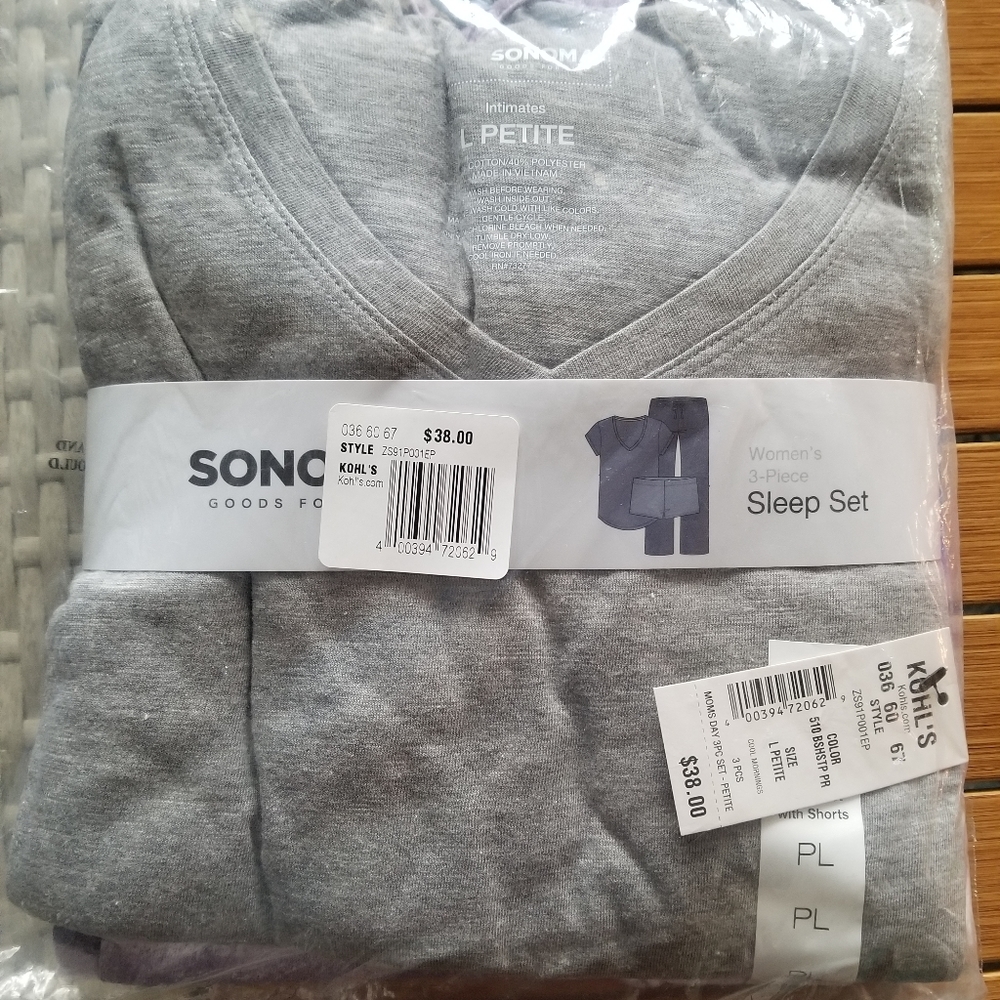 Sonoma Goods For Life 3-Piece Sleep Set, Petite Lg
